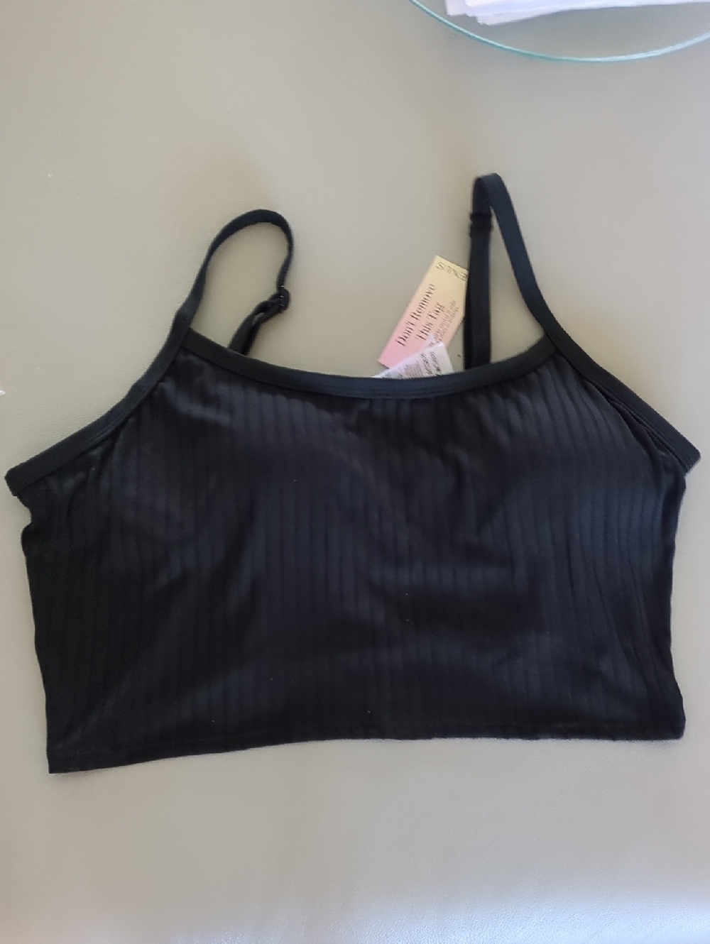 VENUS Black Superrib Swim Crop Top XL - Picture 3 of 5